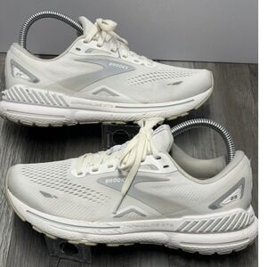 Brooks Adrenaline GTS 23 Womens 8 Running Shoes White Silver 1203811B104